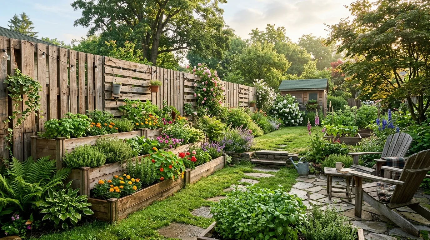 Pallet Fence With Tiered Planters